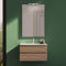 Mobile Da Bagno Sospeso Mod. Yili Con Lavabo In Ceramica Profondità 46cm Specchio Filolucido Incluso (100cm, Rovere scuro)