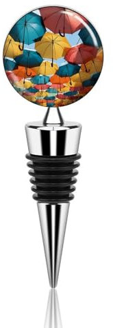 Weinverschluss, farbige Regenschirme, bedruckte Weinaufsätze für Weinflaschen, Zinklegierung, Weinflaschenverschluss, wiederverwendbar, dekorative Flaschenverschlüsse für Urlaubsparty