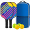 Pala de pádel - Kit de pala de fibra de vidrio con agujero de pala | Equipo de bola de agujero de rebote fuerte | Juego de palas | Kit de bolas deportivas | Juego de bolas de pickleballs y bolsa