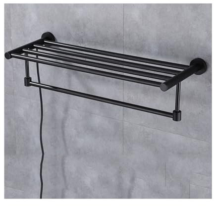 WRJAHCG Aluminio Toallero De Baño Electrico,Radiador Electrico Bajo Consumo Termostato,Pequeño Secatoallas Electrico Pared,Negro,Left Line