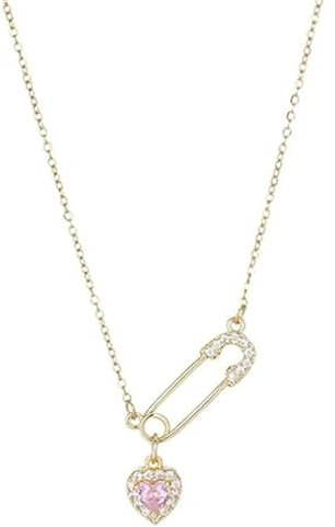 PNZLZIA Elegante Büroklammer-Halskette, silberne Büroklammer-Halskette für Damen, personalisierter sexy Schlüsselbein-Herz-Büroklammer-Anhänger (A)