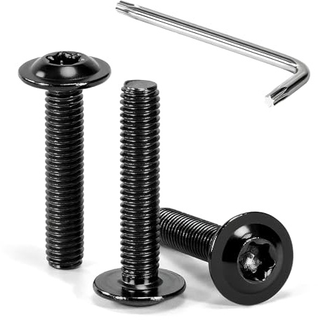 Tunejoy Viti a Testa Bombata Torx Nero con Flangia M5 x 25 mm Vite a Testa Esagonale Bulloni in Acciaio Inox A2 V2A Viti a Brugola con Chiavi a T25 Filettatura Completa 30 Pezzi