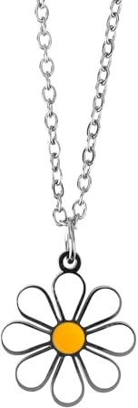 Mikovivi Daisy Necklace for Women, Daisy Flower Pendant, Silver, Stainless Steel, Modern Style, Unisex for Her