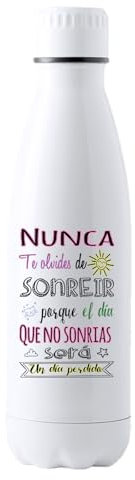 Docliick - Botella agua deportiva Acero Inoxidable, Térmica 790ml, botella con dibujos originales y frases motivadoras. Cantimplora Aislamiento Doble Pared.Frase motivadora Nunca te Olvides