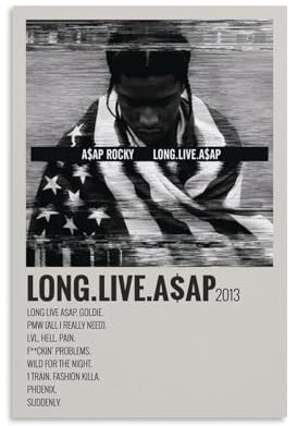 PGENDJHTE ASAP Rocky Live.Love.A$APPoster Leinwand, wasserdicht, Wandbild, unabhängige Raumdekoration, Schlafsaal, Wandrahmen, Kunst, moderne Heimdekoration, Geschenk, Kreativität, 20 x 30 cm,
