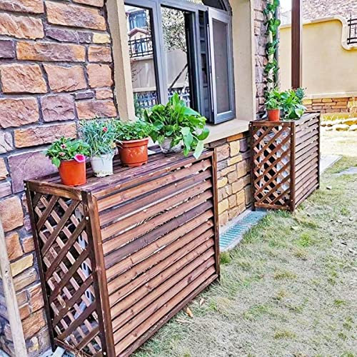 Cubierta de madera para aire acondicionado, cubierta central de aire acondicionado, cubierta protectora resistente para valla al aire libre (85 x 35 x 75 cm)