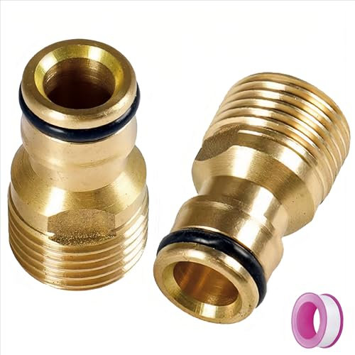 Garden Hose to Tap Connector, Water Pipe Fitting (Brass, 1/2 Male Thread),Copper 1/2 Hose Connector Male Watering Fittings for Threaded Faucet Adapter Quick Connector