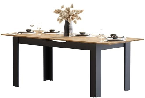 Newfurn Esstisch ausziehbar - moderner Holztisch in Wildeiche mit Synchronauszug - Stabiler Esszimmertisch für 6-8 Personen - Design Tisch für Wohnzimmer & Küche, rechteckig, erweiterbar