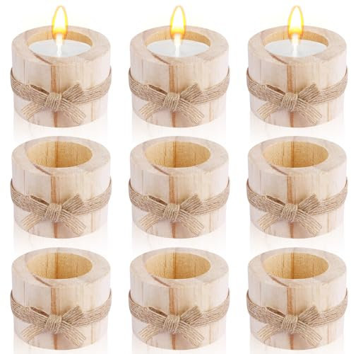 Bougeoir Bois Durable Naturel 9pcs Photophore Bois 5.8x4.2cm Chandelier Boi Facile à Nettoyer Déforment Pas Facilement pour MaisonTable Mariage Saint Valentin Halloween Noël Fête