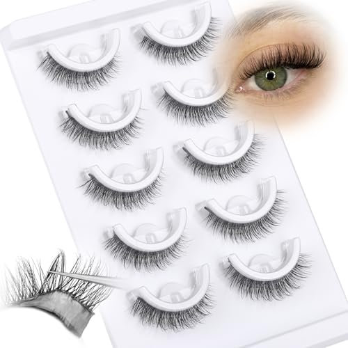 Selbstklebende Wimpern Katzenaugen Falsche Wimpern Vorgeklebte Lashes Kleberlose Wimpern Natürliches LOOK Selbstklebende Lashes Wispy 5 Paar von Lvmixwig