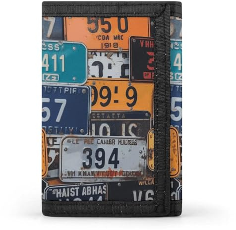 LLUTSNTH Purple Butterfly And Flowers Trifold Wallet for Men - Slim 8 Card Slots, Zipper Coin Purse Money Clip, Cash Compartment, License Plate, One Size, Modern