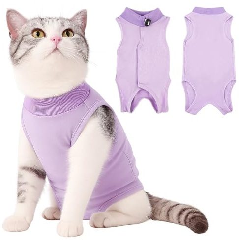 EJRUP Confezione da tute per recupero chirurgico per gatti, Body Gatto Postoperatorio, Vestito Chirurgico Animale Domestico, morbida e traspirante, per Ferite Addominali o Malattie Pelle (S)