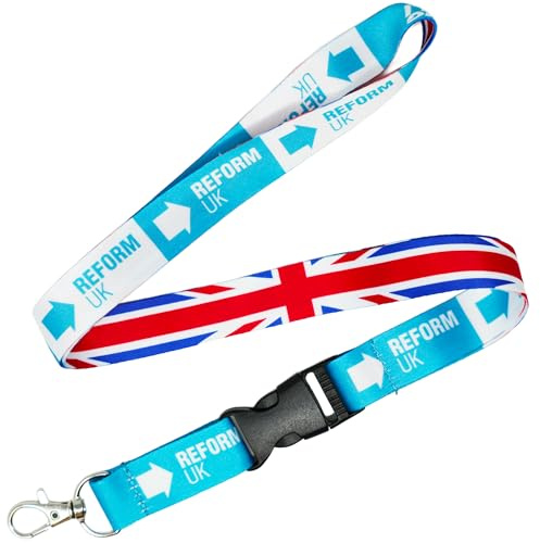 Tigoli Union Jack & Reform UK Lanyard – Detachable Keychain Strap with Metal Clip | British Flag Design Ideal for Everyday Use, Events & Collectors
