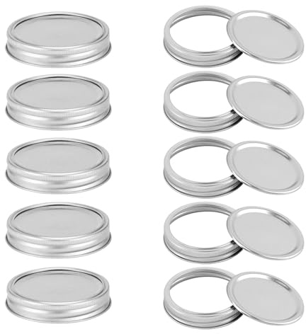 10 Stück Mason Jar Deckel, Einmachgläser Dichtungskappen 86mm Schraubdeckel, Auslaufsichere Verschlussdeckel Twist off Deckels für Einmachgläser für Lebensmittelbehälter
