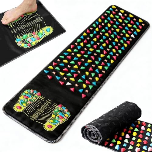 Foot Massage Mat, 180x35cm Acupuncture Mat for Feet Imitation Stone Foot Massage Acupressure Feet Pad Stone Massage Mat for Foot Relaxation and Fatigue Relief