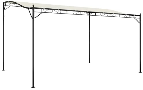 Pergola Adossée, Pergola Murale de Jardin Abri de Barbecue crème 4x3 m 180 g/m² Tissu et Acier