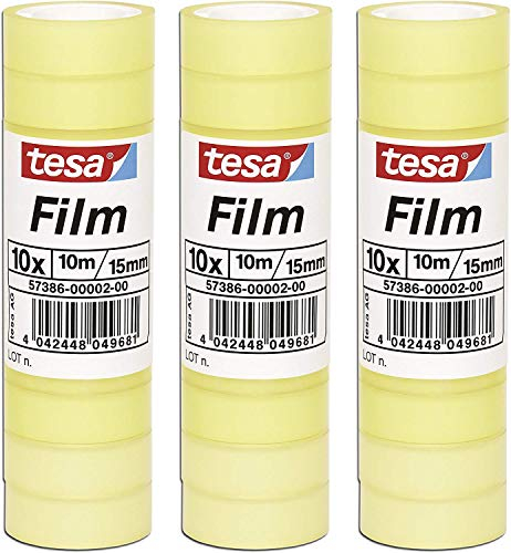 tesafilm® Klebeband, Standard, 10m x 15mm (3 Packungen = 30 Rollen)