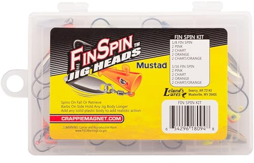Crappie Magnet Fin Spin Kit - 8 Size 1/8 Jig Heads and 8 Size 1/16 Jig Heads
