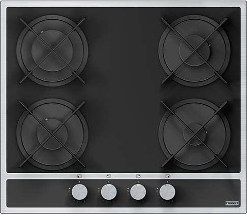 Franke - Piano cottura a gas FHMA 604 4G ML E in cristallo nero/look inox da 59cm