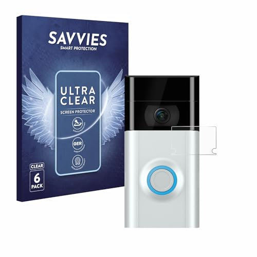 Savvies 6 Pack Screen Protector compatible with Ring Doorbell 2 (Lens) Protection Film Clear