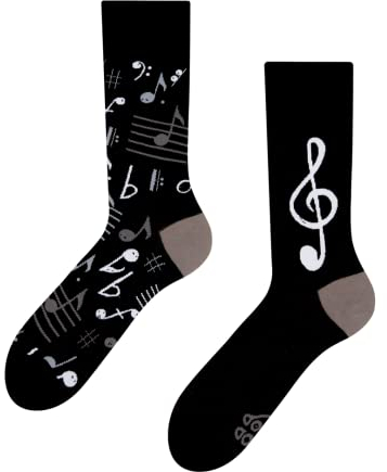 Dedoles Socken Unisex Damen Herren & Kinder Baumwolle viele lustige Designs 1 Paar Geschenk links rechts verschieden, Farbe Schwarz, Motiv Musik, Gr. 39-42