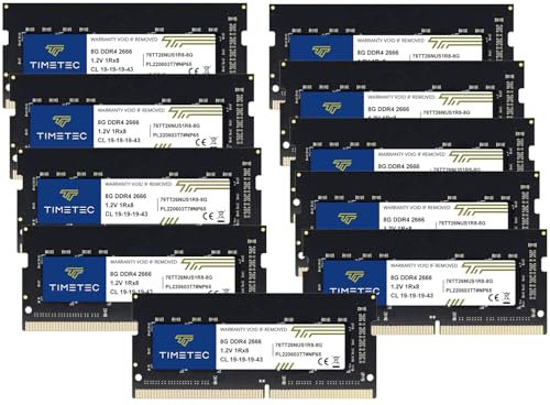 Timetec 80GB KIT(10x8GB) DDR4 2666MHz (DDR4-2666) PC4-21300 (PC4-2666V) Non-ECC Unbuffered 1.2V CL19 1Rx8 Single Rank 260 Pin SODIMM Laptop Notebook PC Computer Memory RAM Module Upgrade