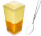 DLUX 100 x Vasitos Plastico para Postres con Tapa y Cucharita - 90ml Cuadrado - Mini Tazas de Postre, Pequenos Vasos, Cuencos Aperitivos