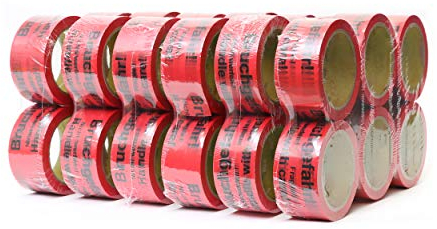 Klebeband - Packband - Paketband mit Hinweis auf Tape (Bruchgefahr - Achtung nicht werfen - Vorsicht zerbrechlich Glas - handle with care – Fragile) (36)