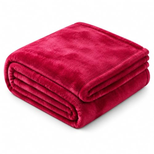 EHC Fleece Blanket Sofa Bed - King Size Cozy Blanket for Bed Fluffy Soft Large Throw, Wine, 220x240cm