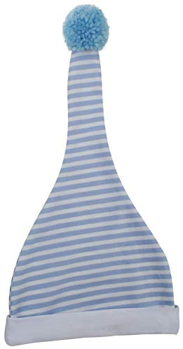 Baby Zipfelmütze Zwergenmütze Babymütze blau weiß gestreift Bommel (47 cm (6-12 Monate))