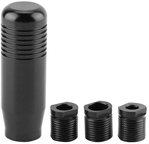 Schalthebel für Unifür Versalautos, Schaltknauf für manuelle Schalthebel aus Metall mit 3 Adaptern (8 mm, 10 mm, 12 mm)(Schwarz)