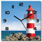 Tulup Glasuhr - 30x30cm - Schwarze Zeigern - Wanduhr Wandkunst Bild Gehärtetem Glas Uhr Echtglas Küche Wohnzimmer - Leuchtturm