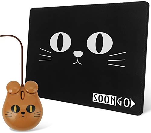 Tapis de souris et souris optique filaire USB pour enfants, ordinateur de bureau, ordinateur portable, PC, ordinateur portable, tapis de souris rectangulaire antidérapant en caoutchouc, tapis de