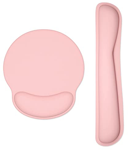 Dapesuom Keyboard Wrist Rest and Mouse Pad with Wrist Support, Memory Foam Wrist Rests for Keyboard and Mouse Set, Ergonomic Wrist Pad with Non Slip Base for Easy Typing & Pain Relief,Rose Pink