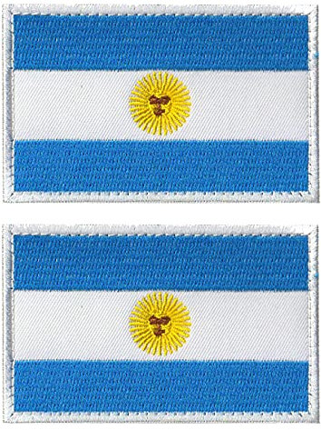 2 parches de la bandera de Argentina Aliplus bordado táctico militar moral parche apliques cierre gancho y bucle