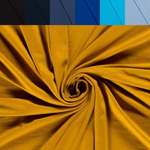 Viskose Jersey Uni Meterware - Stretchstoff Viskose - Viskosestoff stretchig - Jerseystoff Sommer - Blusenstoff Öko Tex 100 *Ab 50cm, Farbe: 034 Senf