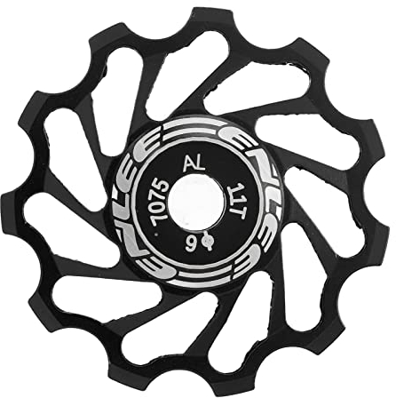 11T 4,2cm/1,65 Zoll Fahrradumwerfer Schaltröllchen CNC Keramiklager Fahrrad Schaltwerk mit 2 Teiliger Reduzierhülse, Aluminiumlegierung Schaltwerk Riemenscheiben für 8/9/10/11 Fach(Schwarz)