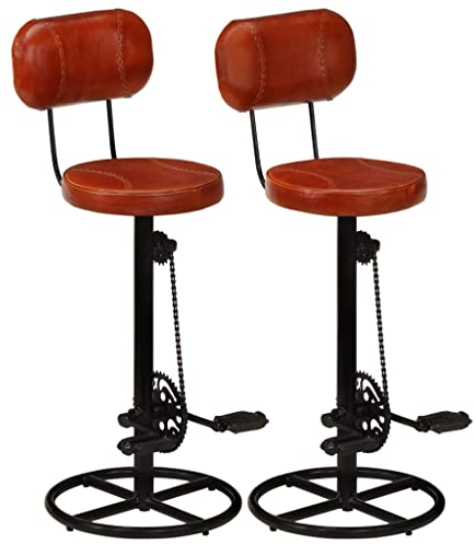 vidaXL 2X Barhocker Faltbar Barstühle Barsessel Barstuhl Tresenhocker Küchenhocker für Küche Bar Esszimmer Schwarz Braun Echtes Ziegenleder