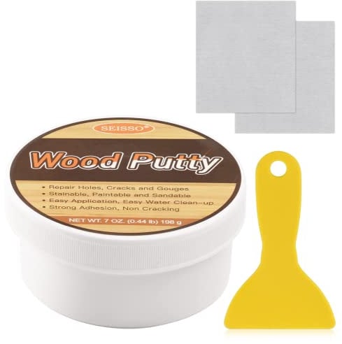 SEISSO Multi-Purpose White Wood Filler, Wood Furniture Repair kit, Putty Filler Paintable Sandable, Restore Wooden Table, Cabinet, Floors, Door