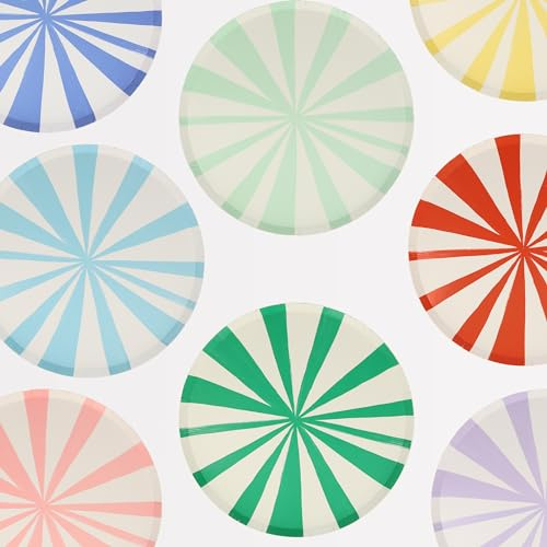 Meri Meri Striped Paper Plates, Pack of 8 Disposable Plates in a Range of Fun, Bright Colors and 2 Sizes (Side & Dinner), Versatile for All Your Events