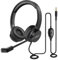 EKSA H12 PC Auriculares con Micrófono, Headset de 3,5 mm con Interruptor de Silencio y Control de Volumen, Sonido Estéreo Claro, Cascos con Microfono PC/Office/Call Center/Office/Skype