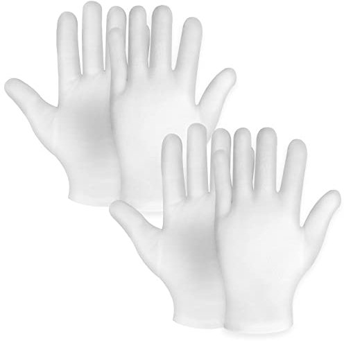 Sibba 2 Pairs Moisturizing Gloves White Cotton Gloves Overnight Bedtime Heal Eczema Sleeping Lotion Hand Spa Treatment Gloves Repair Rough Cracked Dry Chapped Hands Skin, XL