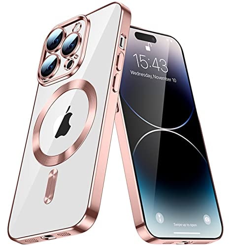 IMEIKONST Magnetic Clear for iPhone 7 Plus / 8 Plus Case with MagSafe Wireless Charging, Camera Protector Non Yellowing Shockproof TPU Bumper Ultra Slim Thin Cover for iPhone 7+ / 8+. Rose Gold YIX