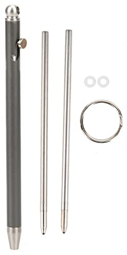 HERCHR Ballpoint Pen, EDC Portable Keychain Pen Outdoors Mini Pen Pure Titanium Sign Ballpoint Writing Tools Keychain Two Refills for Writing(grey)