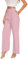 FUNYYZO Pantalon large pour femme - Taille haute élastique dans le dos - Pantalon de travail long et droit pour l'été, 006# Rose (fin), Large longue