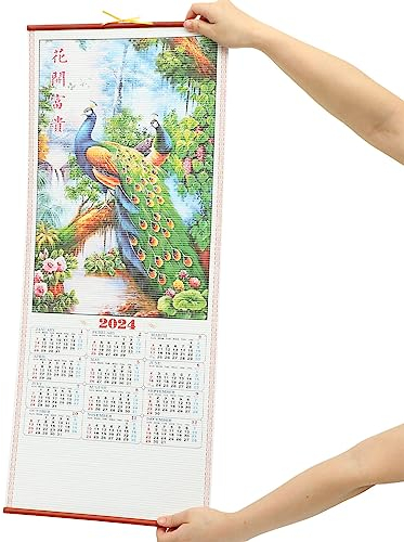 Tofficu Hängender Chinesischer Wandkalender 2024 2024 Imitat-Rattankalender Jahr Des Drachen-Wandkalenders