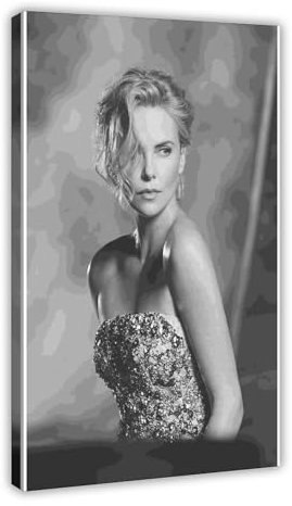 Schauspielerin Charlize Theron Poster 4 Leinwand Poster Schlafzimmer Dekor Sport Landschaft Büro Zimmer Dekor Geschenk Rahmenstil 60 x 90 cm