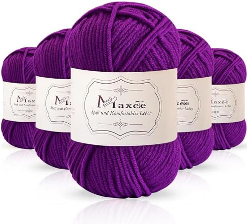 Maxee Hand-Knitting Yarn 250 g (5 x 50 g), Cotton Blend, for Knitting, Crochet and Crafts, Soft Comfortable Yarn for Knitting Beginners, Experienced Knitters
