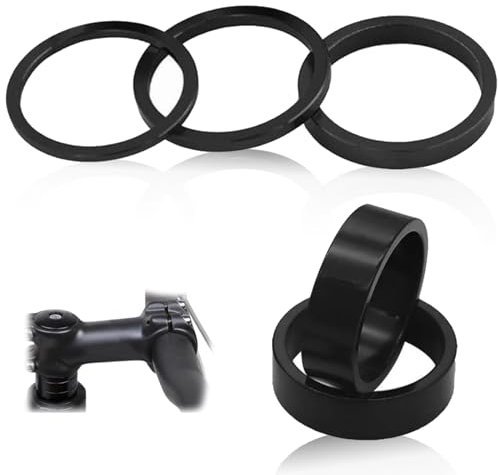 TuseRxln Headset Spacers Road Bike Stem, 5 Pcs 2mm 3mm 5mm 10mm Aluminium Alloy Headset Spacers for Bikes, 28.6mm MTB Road Bike Stem Spacers for MTB BMX Road Bike (Black)