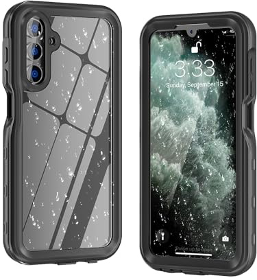 Wigento Für Samsung Galaxy A15 360 Grad Full Body wasserdichte Handy Tasche Schwarz